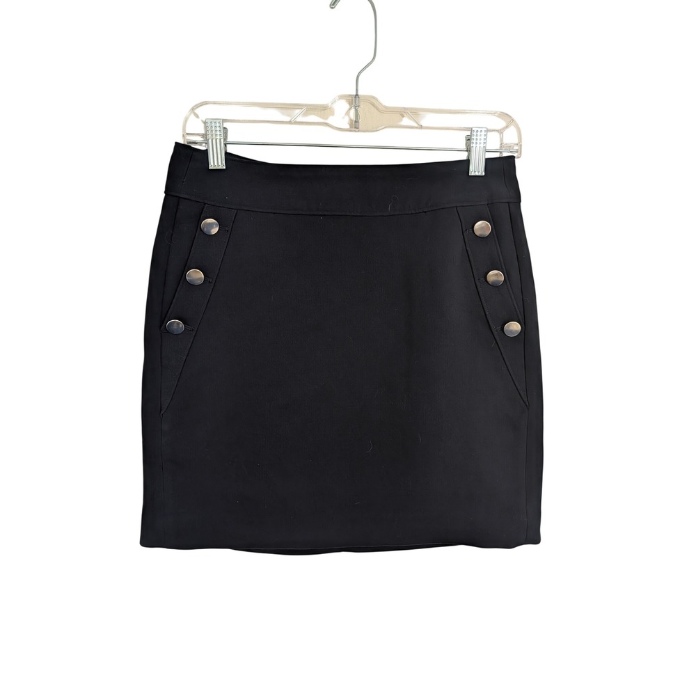 Banana Republic Navy Blue Button Accent Mini Skirt Preppy Military Size 2 NEW